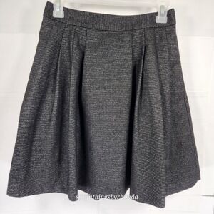 Banana Republic Black Pleated A-Line Tweed Style Mini Skirt Size 0 Invisible Zip